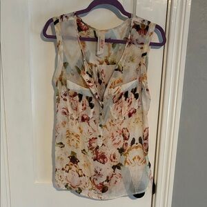 Aratta Floral Sleeveless Blouse - Cream and Red